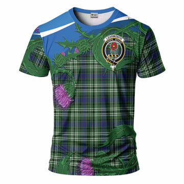 Learmonth Tartan Family Crest T-Shirt Thistle in Minimalism