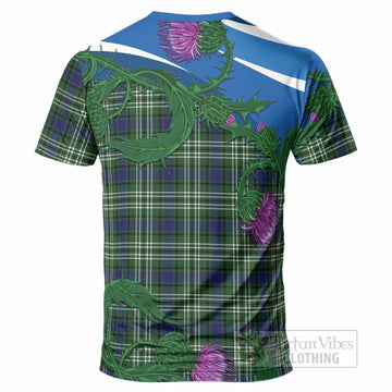 Learmonth Tartan Family Crest T-Shirt Thistle in Minimalism