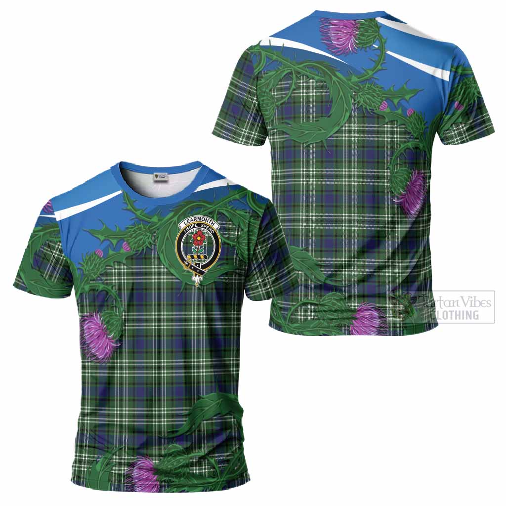 Learmonth Tartan Family Crest T-Shirt Thistle in Minimalism