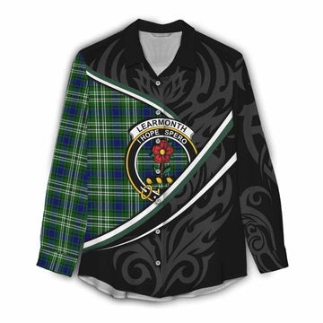 Learmonth Tartan Family Crest Women Casual Shirt Celtic Scottish Thistle Floral - Tartan Vibes Clothing