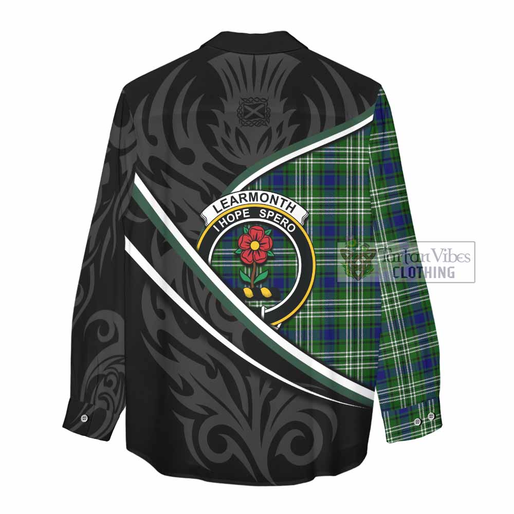 Learmonth Tartan Family Crest Women Casual Shirt Celtic Scottish Thistle Floral - Tartan Vibes Clothing