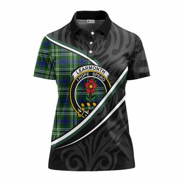 Learmonth Tartan Family Crest Women's Polo Shirt Celtic Scottish Thistle Floral