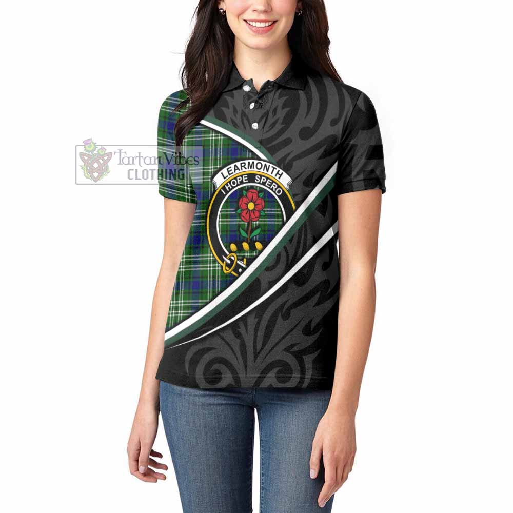 Learmonth Tartan Family Crest Women's Polo Shirt Celtic Scottish Thistle Floral - Tartan Vibes Clothing