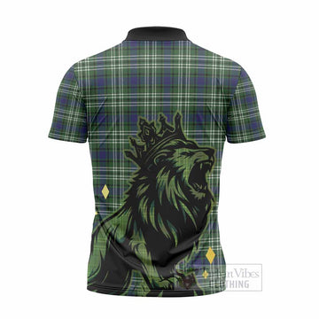Learmonth Tartan Family Crest Zipper Polo Shirt Crowned Lion Roaring