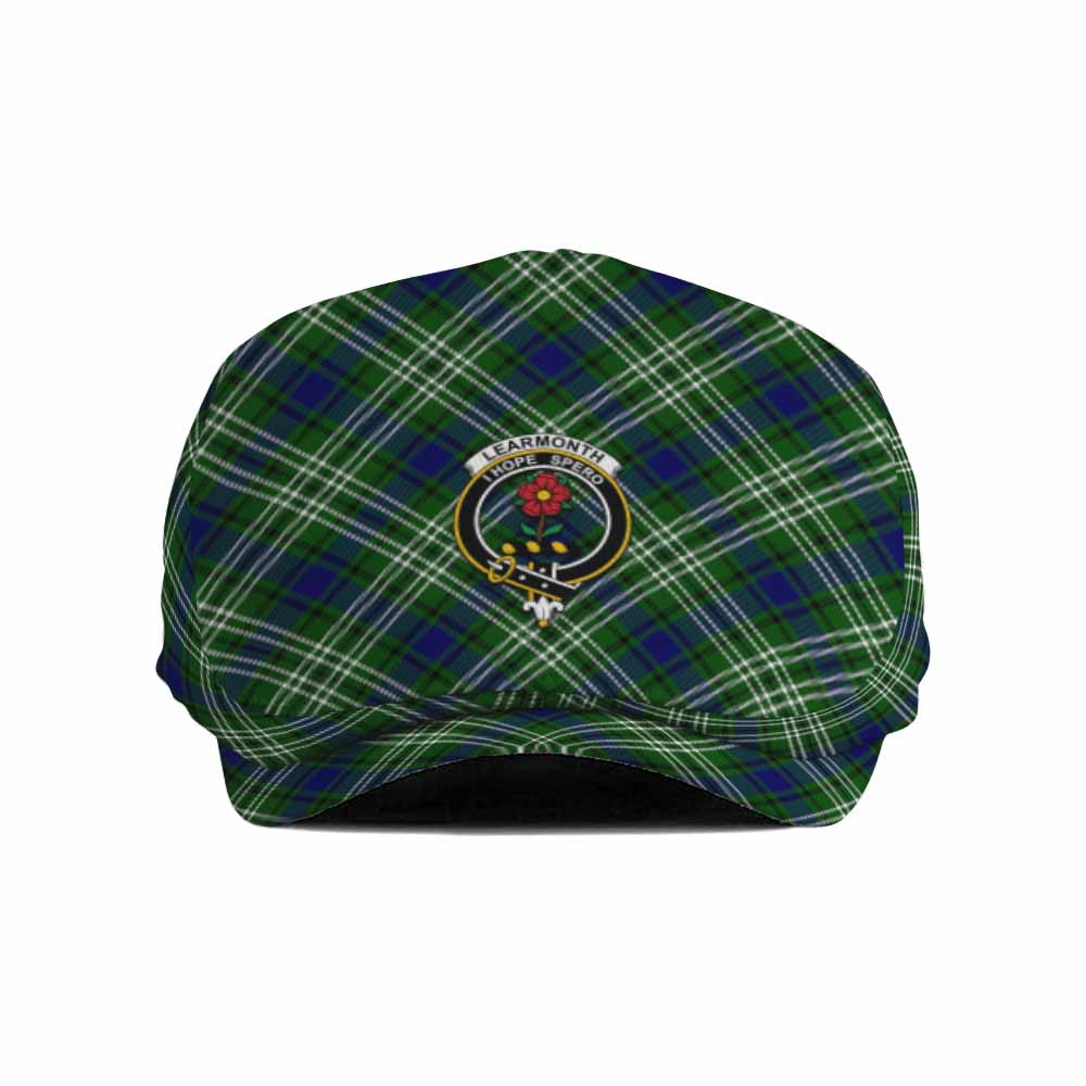 Learmonth Tartan Flat Cap, Jeff Cap Cross Style with Family Crest - Tartan Vibes Clothing