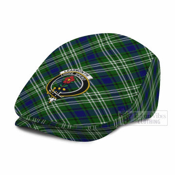 Learmonth Tartan Flat Cap, Jeff Cap Cross Style with Family Crest