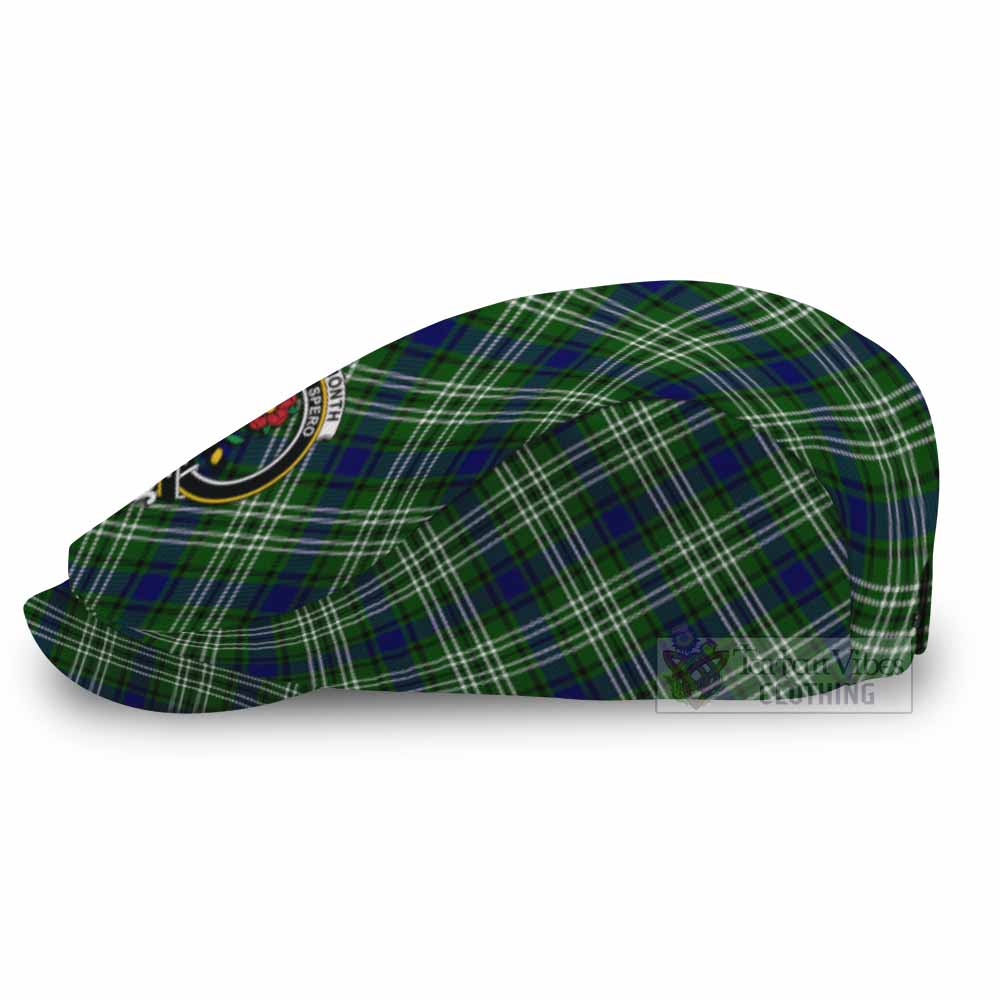 Learmonth Tartan Flat Cap, Jeff Cap Cross Style with Family Crest - Tartan Vibes Clothing