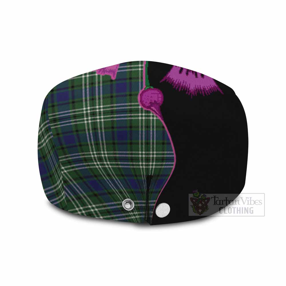 Learmonth Tartan Flat Cap, Jeff Cap Traditional Scottish Thistle