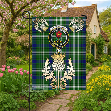 Learmonth Tartan Garden Flag with Golden Regal Scottish Thistle Emblem