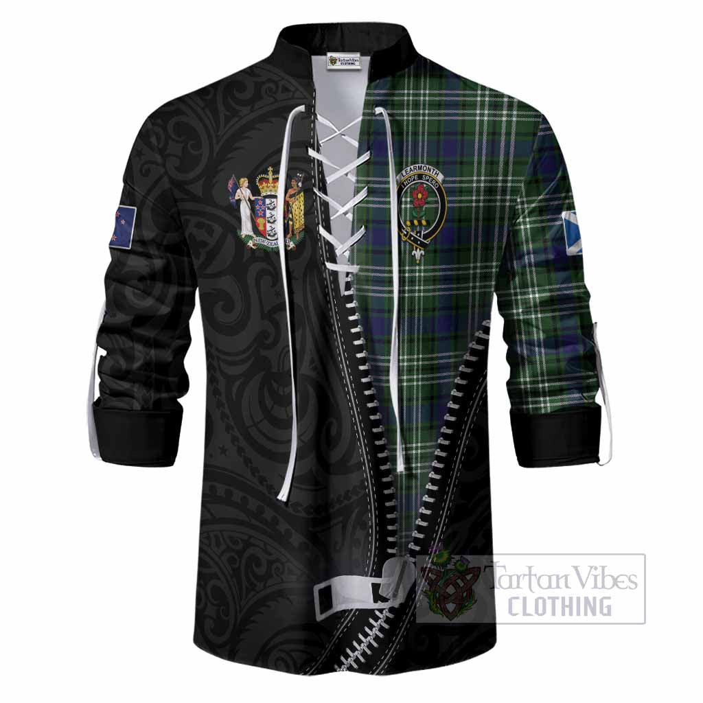 Learmonth Tartan Ghillie Shirt New Zealand Pattern Unique Zipper Stylized