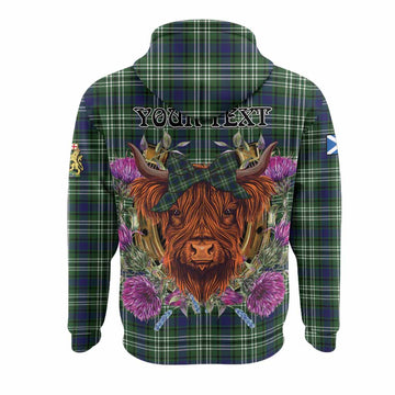 Learmonth Tartan Hoodie Scottish Thistle Heilan Coo