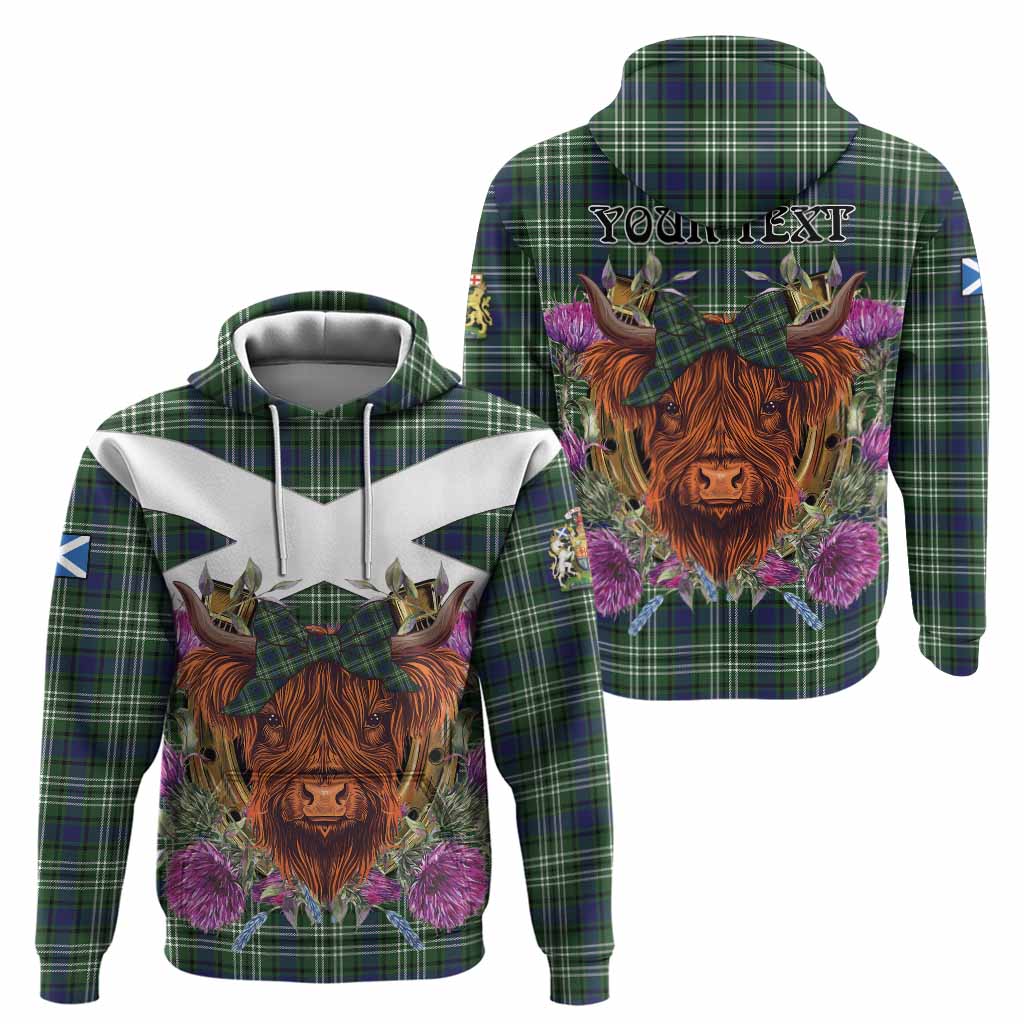 Learmonth Tartan Hoodie Scottish Thistle Heilan Coo