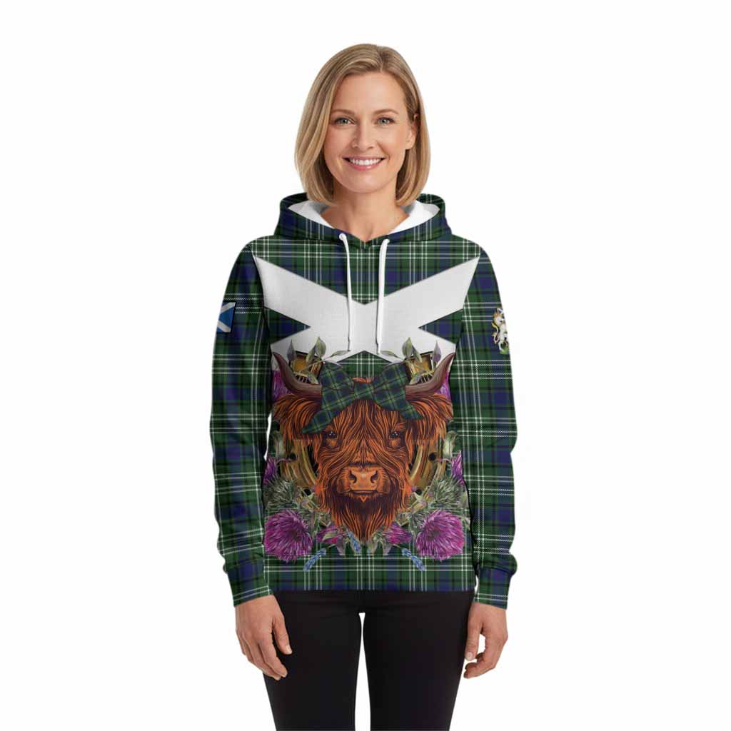 Learmonth Tartan Hoodie Scottish Thistle Heilan Coo