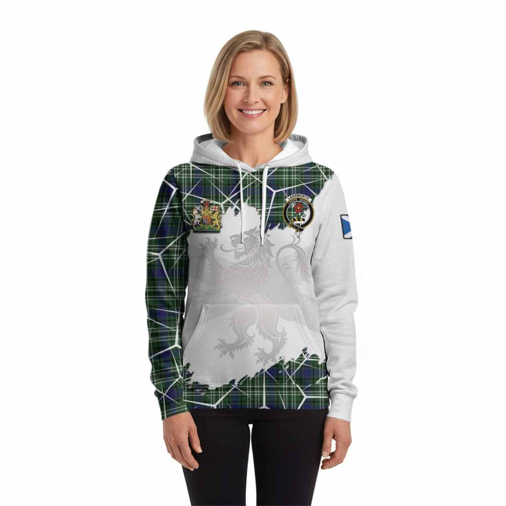 Learmonth Tartan Hoodie with Family Crest and Lion Rampant Grunge Style