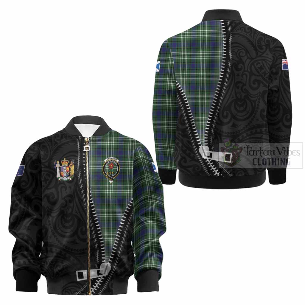 Learmonth Tartan Kid Bomber Jacket New Zealand Pattern Unique Zipper Stylized