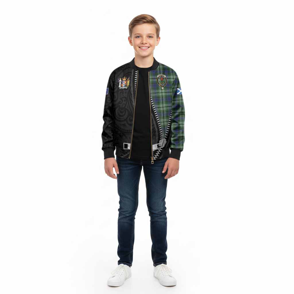Learmonth Tartan Kid Bomber Jacket New Zealand Pattern Unique Zipper Stylized