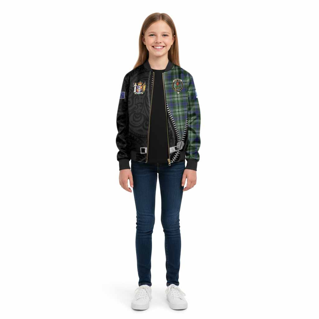 Learmonth Tartan Kid Bomber Jacket New Zealand Pattern Unique Zipper Stylized