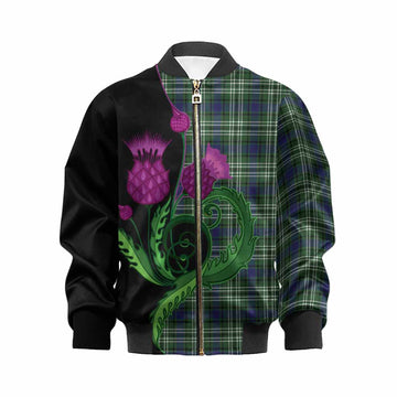 Learmonth Tartan Kid Bomber Jacket Traditional Scottish Thistle