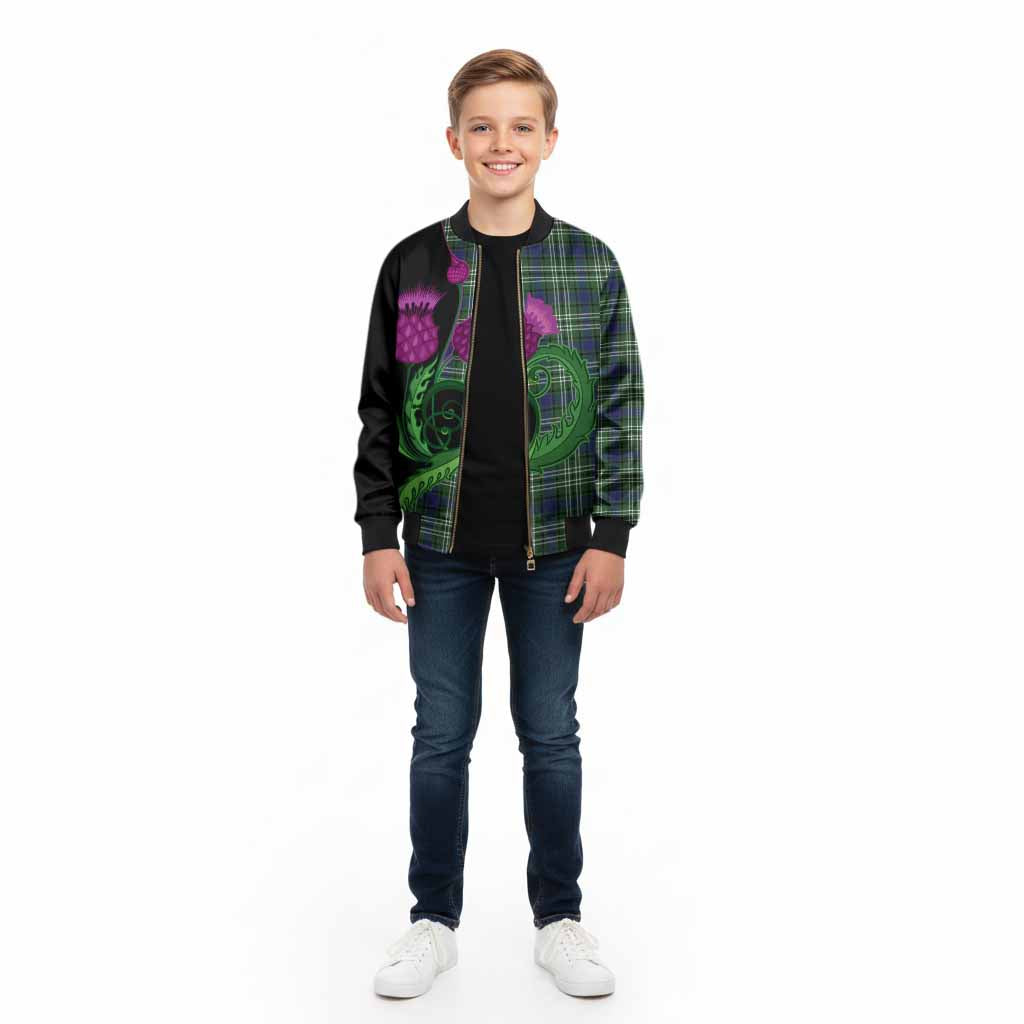 Learmonth Tartan Kid Bomber Jacket Traditional Scottish Thistle