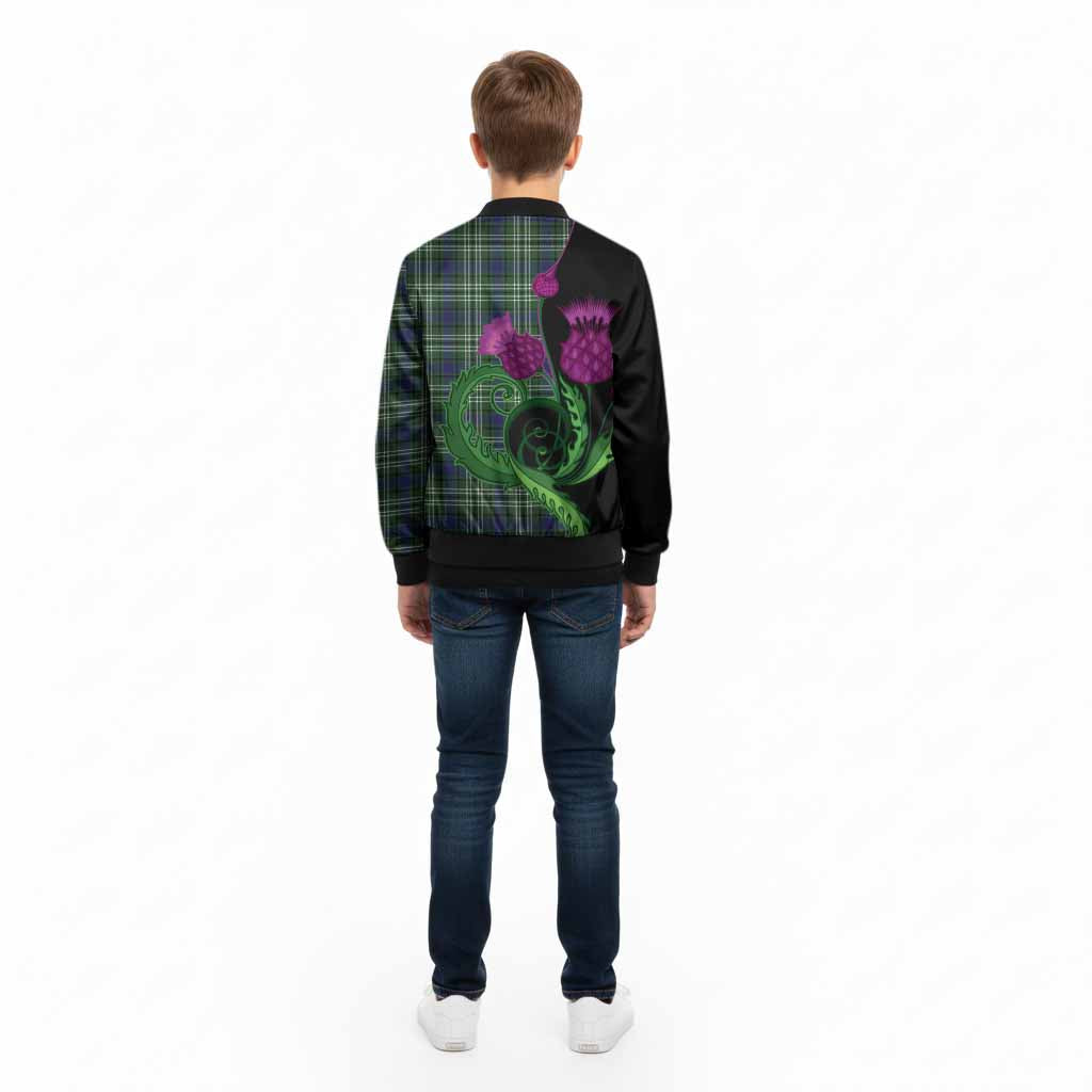 Learmonth Tartan Kid Bomber Jacket Traditional Scottish Thistle