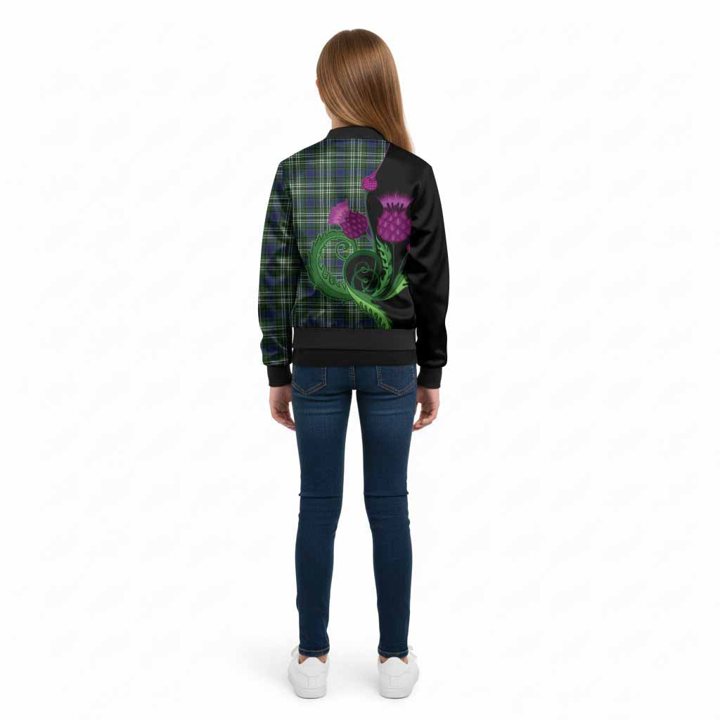 Learmonth Tartan Kid Bomber Jacket Traditional Scottish Thistle