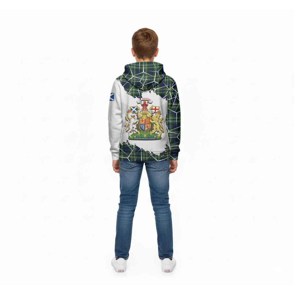 Learmonth Tartan Kid Hoodie with Family Crest and Lion Rampant Grunge Style