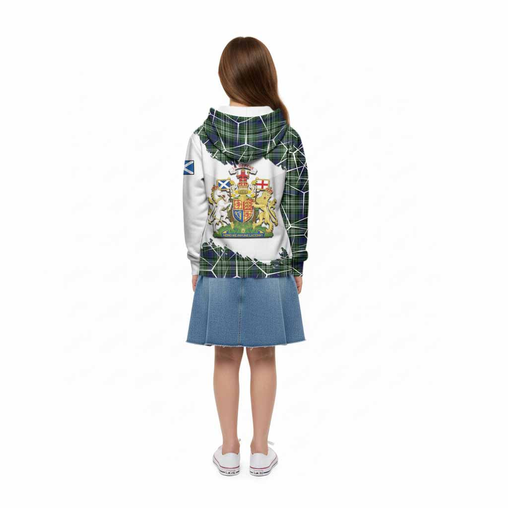 Learmonth Tartan Kid Hoodie with Family Crest and Lion Rampant Grunge Style