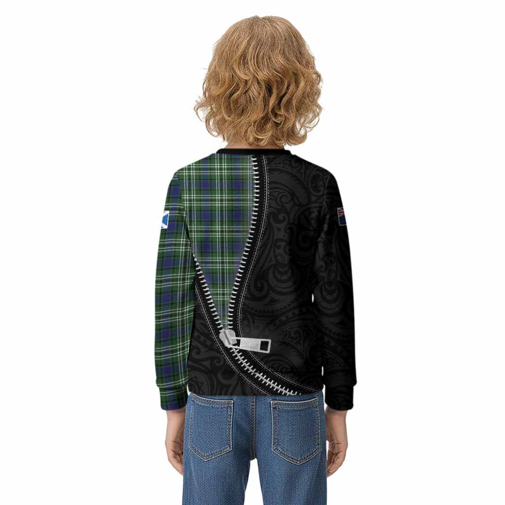Learmonth Tartan Kid Knitted Sweatshirt New Zealand Pattern Unique Zipper Stylized