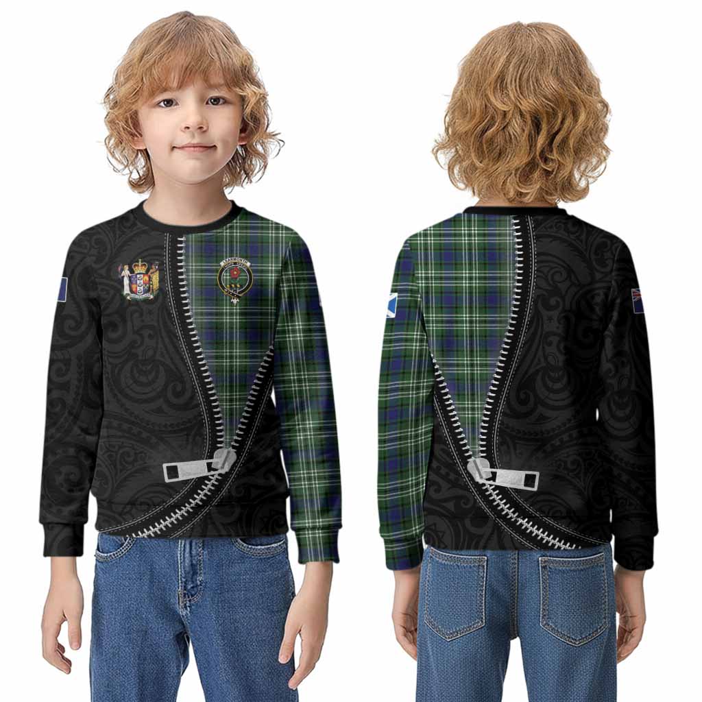 Learmonth Tartan Kid Knitted Sweatshirt New Zealand Pattern Unique Zipper Stylized