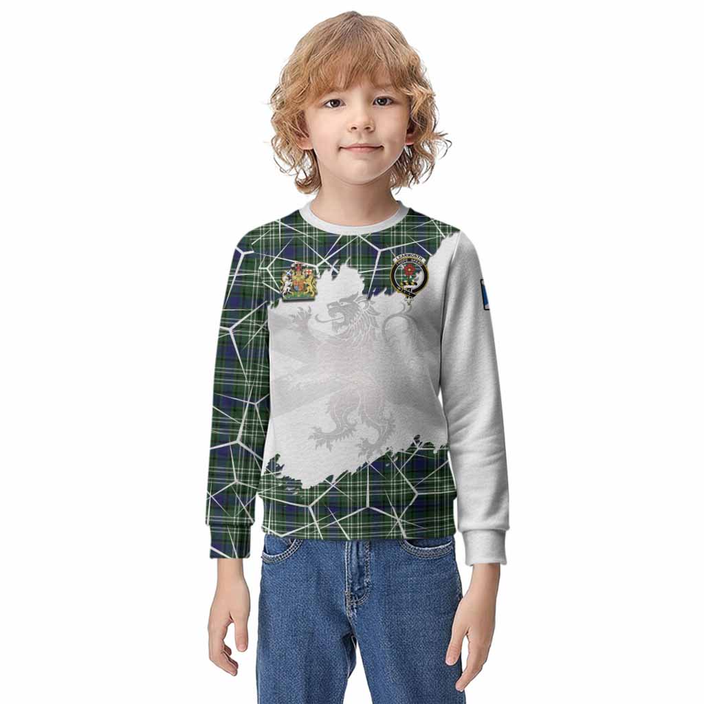 Learmonth Tartan Kid Knitted Sweatshirt with Family Crest and Lion Rampant Grunge Style