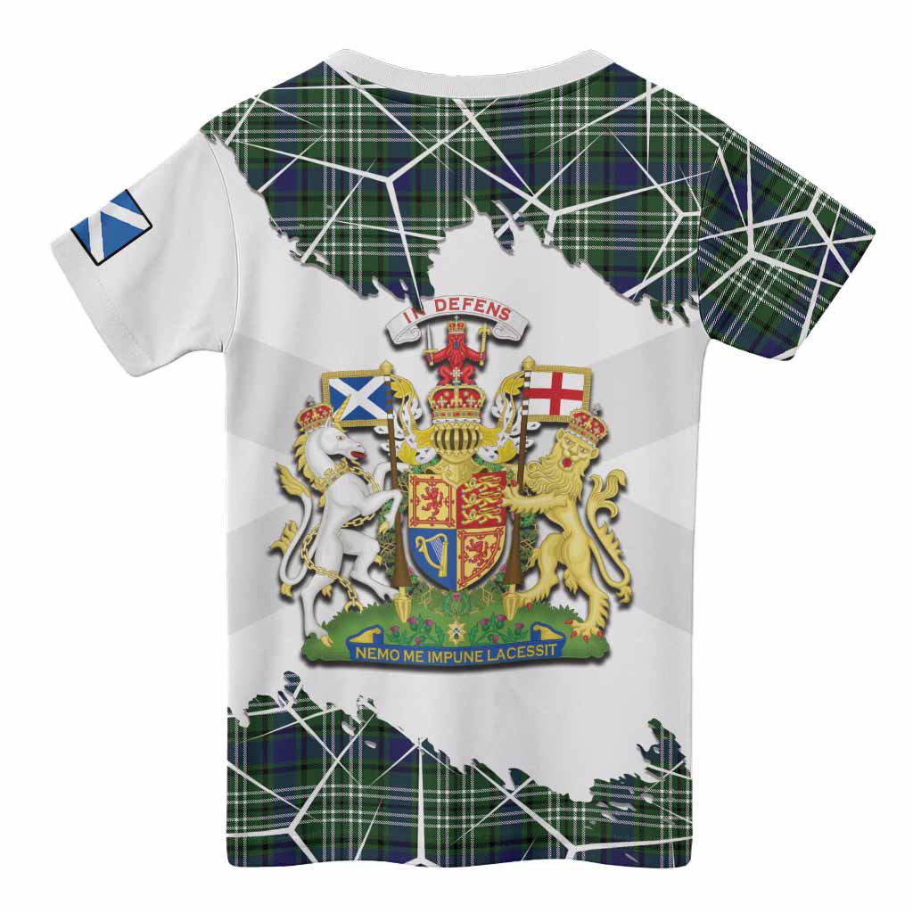 Learmonth Tartan Kid T-shirt with Family Crest and Lion Rampant Grunge Style