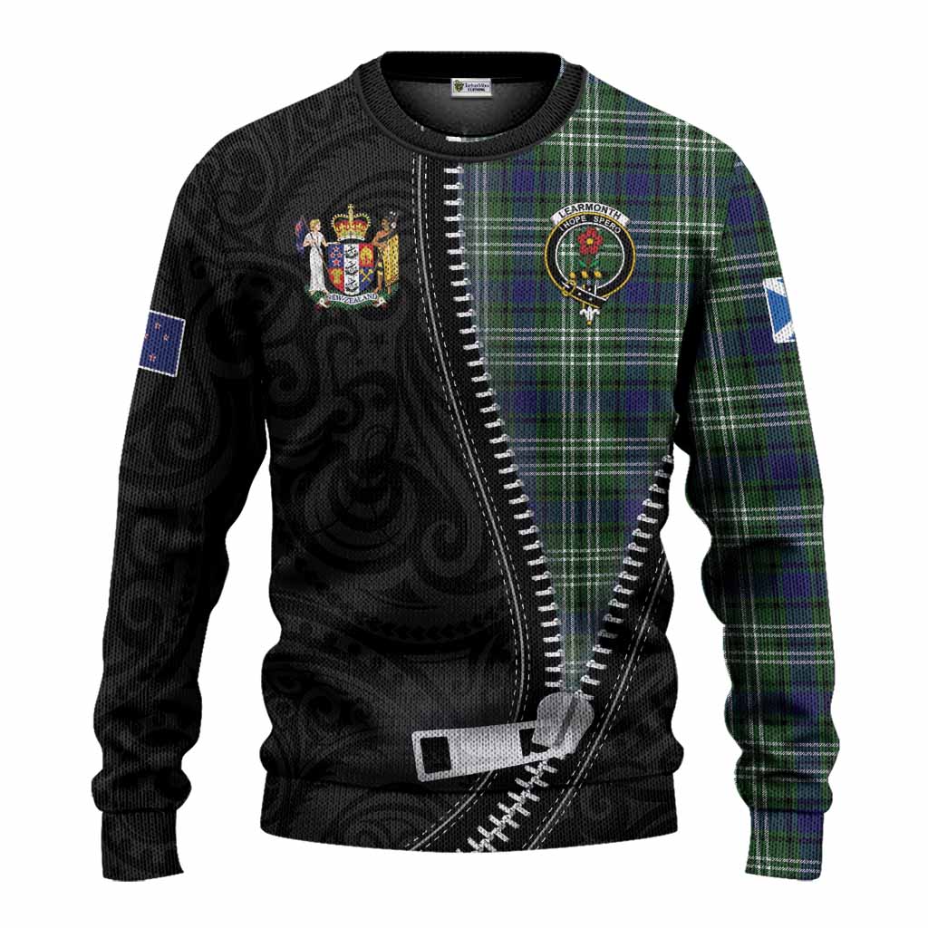 Learmonth Tartan Knitted Sweater New Zealand Pattern Unique Zipper Stylized
