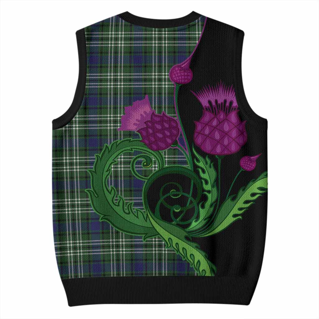 Learmonth Tartan Knitted V-Neck Vest Traditional Scottish Thistle