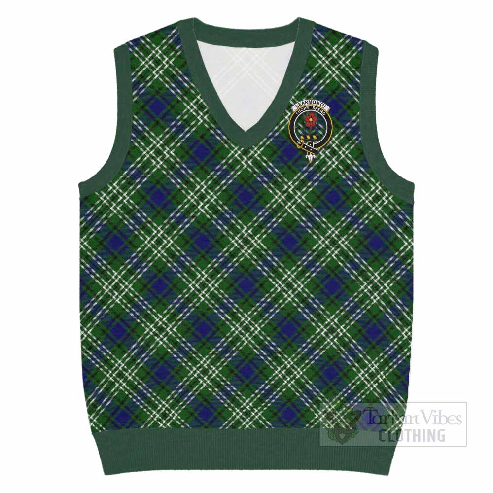 Learmonth Tartan Knitted V-Neck Vest with Family Crest Cross Style