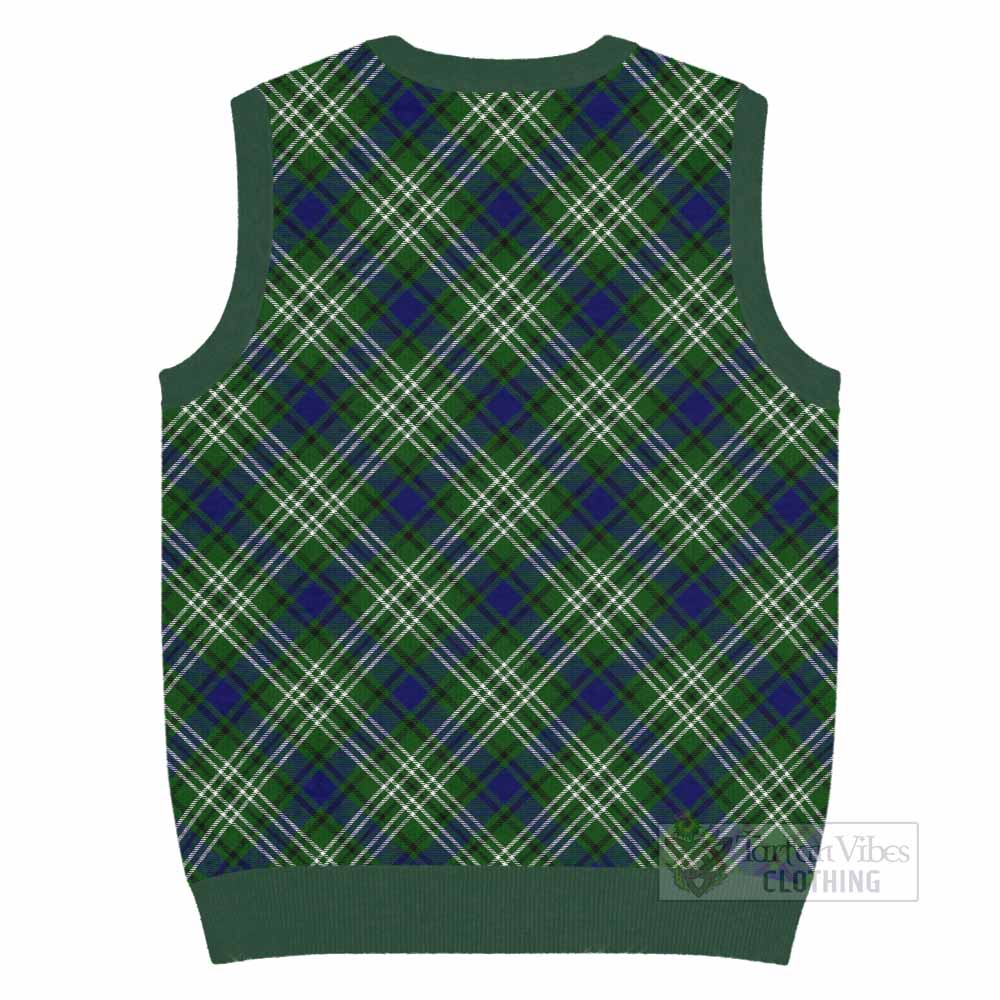 Learmonth Tartan Knitted V-Neck Vest with Family Crest Cross Style