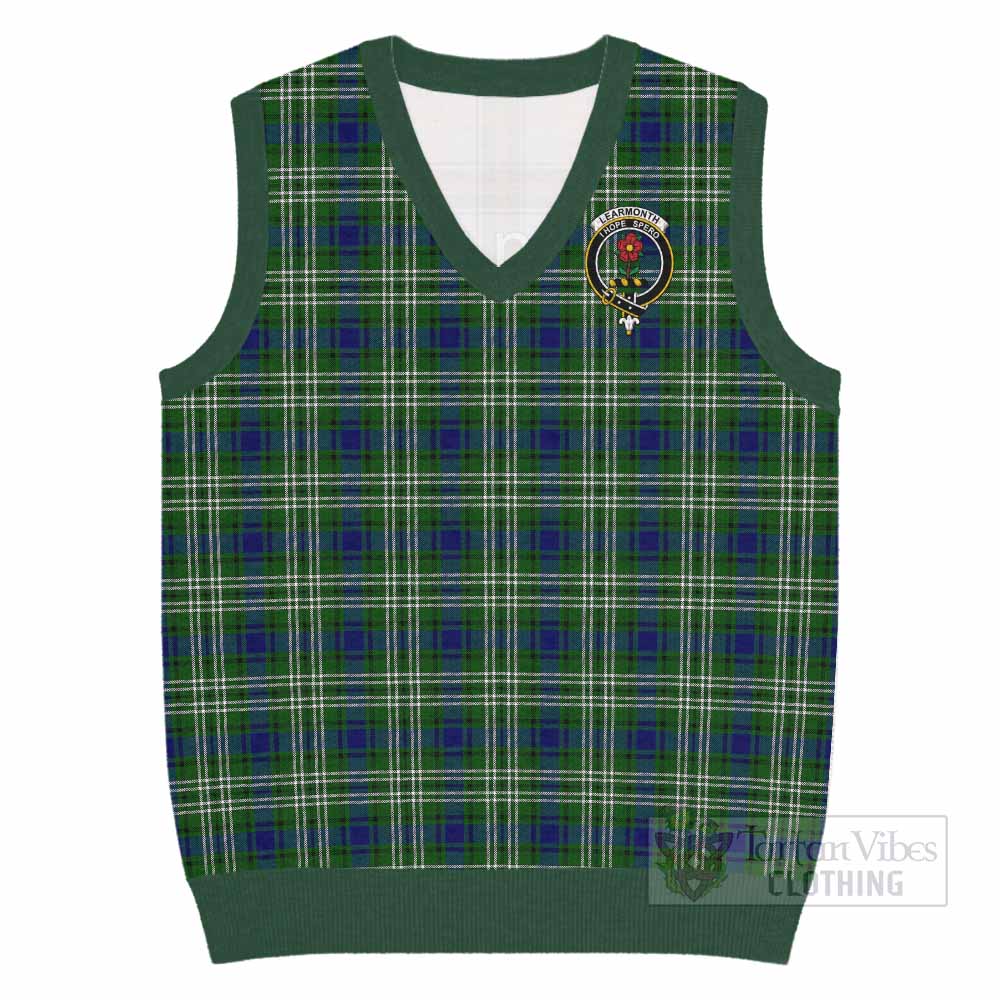 Learmonth Tartan Knitted V-Neck Vest with Family Crest - Tartan Vibes Clothing