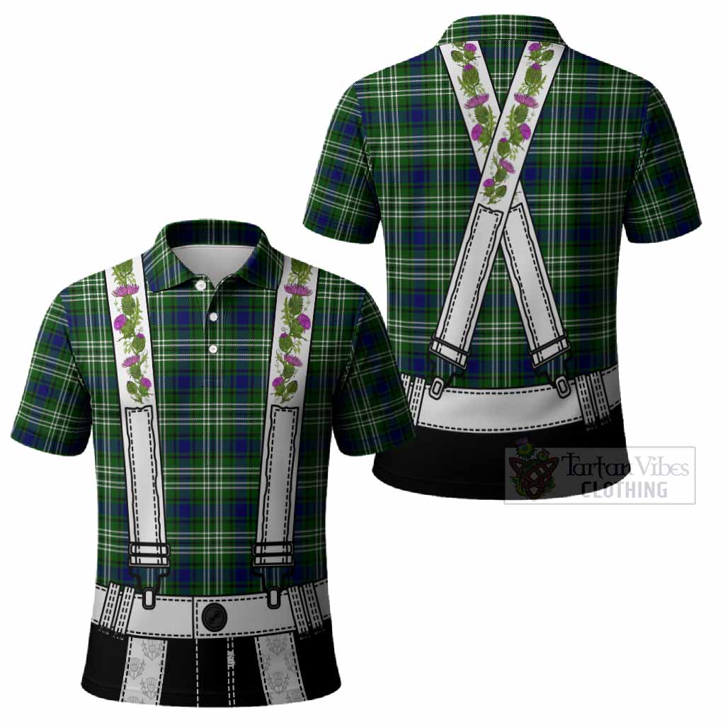 Learmonth Tartan Lederhosen Costume Polo Shirt Scotland Thistle Floral