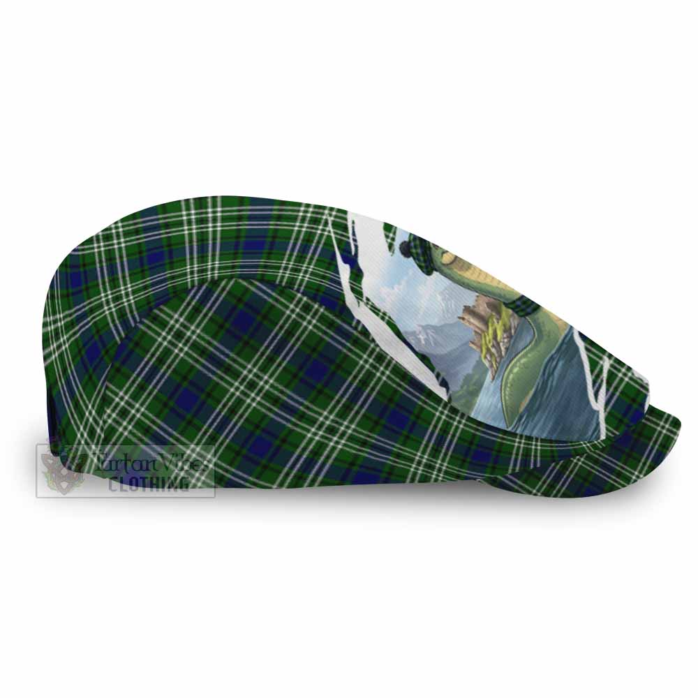 Learmonth Tartan Loch Ness Monster Scottish Heritage Art Flat Cap, Jeff Cap
