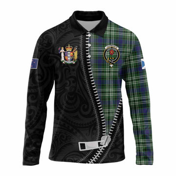 Learmonth Tartan Long Sleeve Polo Shirt New Zealand Pattern Unique Zipper Stylized