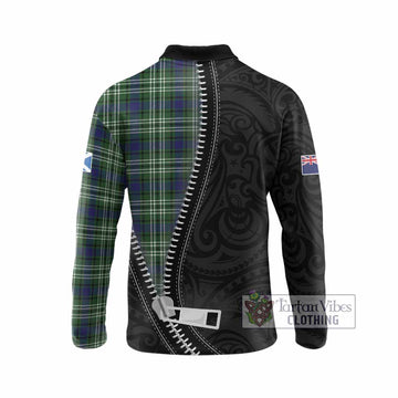 Learmonth Tartan Long Sleeve Polo Shirt New Zealand Pattern Unique Zipper Stylized