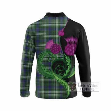 Learmonth Tartan Long Sleeve Polo Shirt Traditional Scottish Thistle
