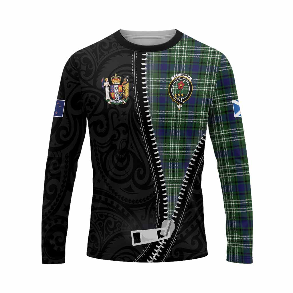 Learmonth Tartan Long Sleeve T-Shirt New Zealand Pattern Unique Zipper Stylized