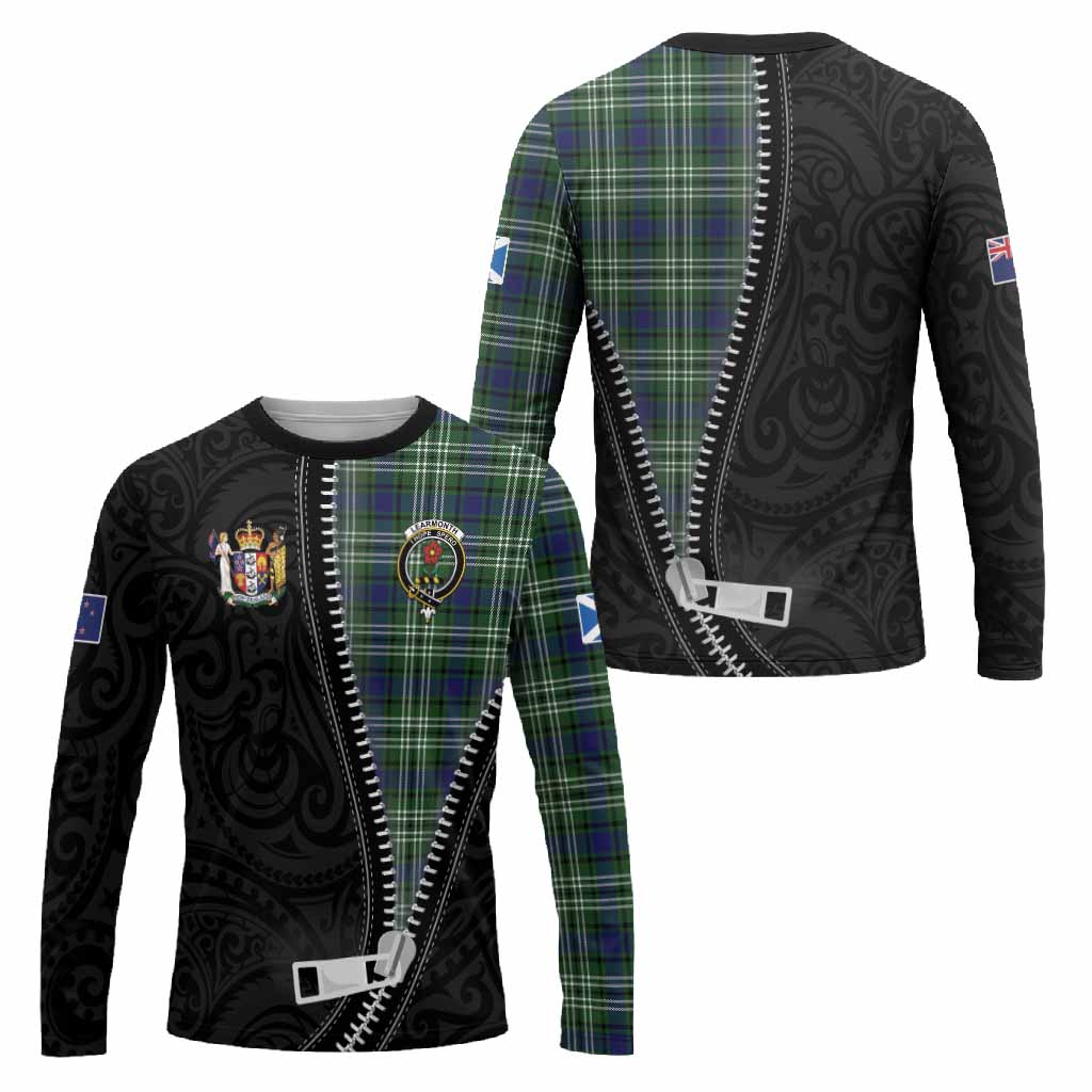 Learmonth Tartan Long Sleeve T-Shirt New Zealand Pattern Unique Zipper Stylized