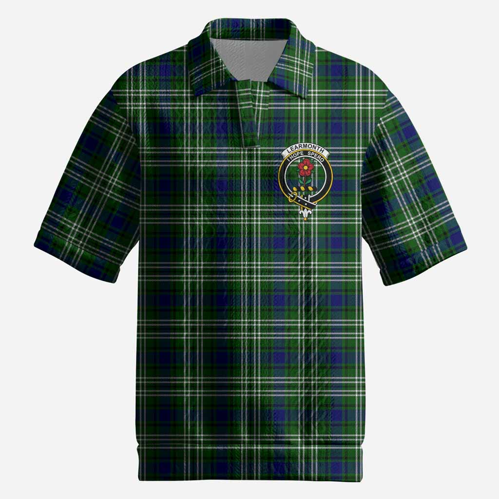 Learmonth Tartan Men’s Polo Sweater Top with Family Crest