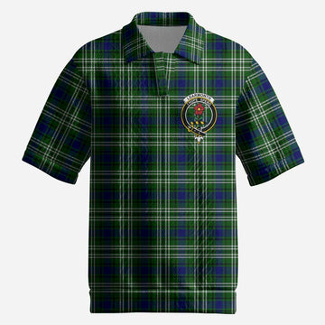 Learmonth Tartan Men’s Polo Sweater Top with Family Crest