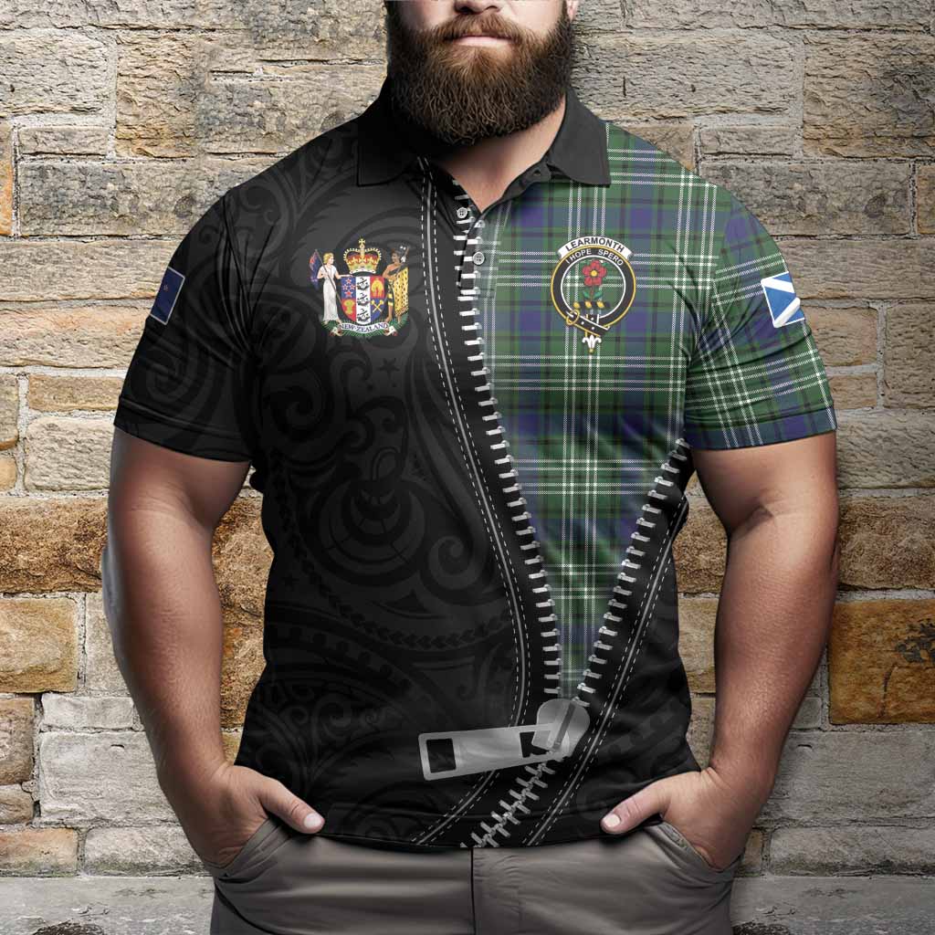 Learmonth Tartan Polo Shirt New Zealand Pattern Unique Zipper Stylized