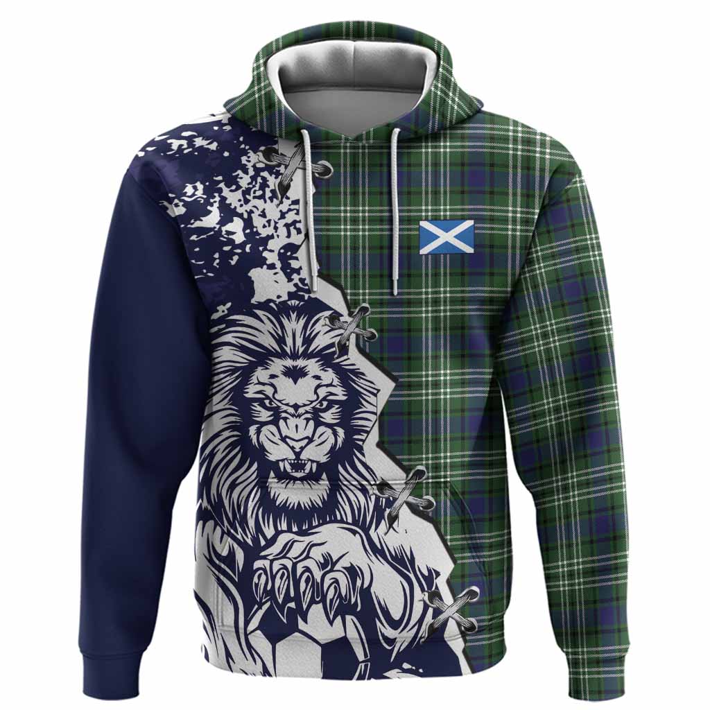 Learmonth Tartan Scottish Hoodie Angry Lion With Soccer Ball Style