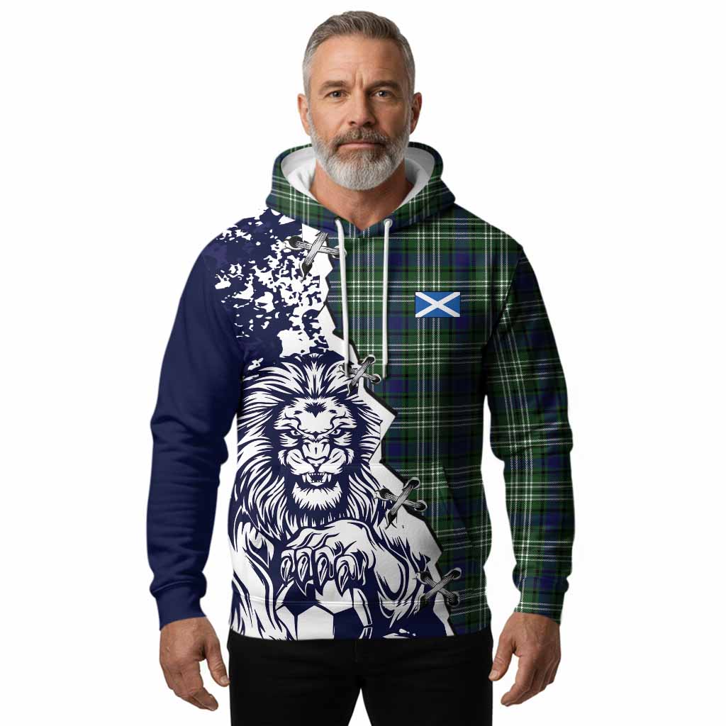Learmonth Tartan Scottish Hoodie Angry Lion With Soccer Ball Style