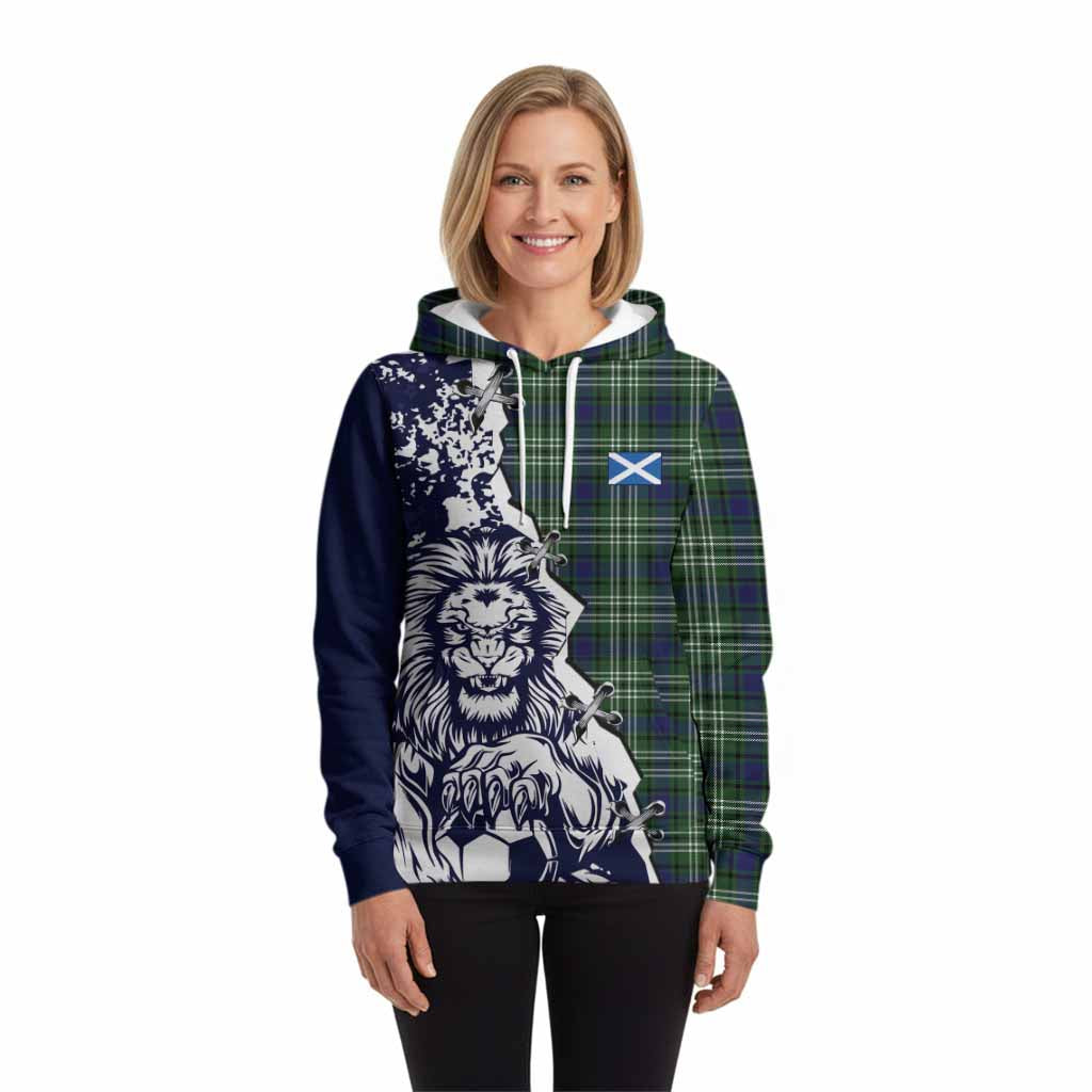 Learmonth Tartan Scottish Hoodie Angry Lion With Soccer Ball Style