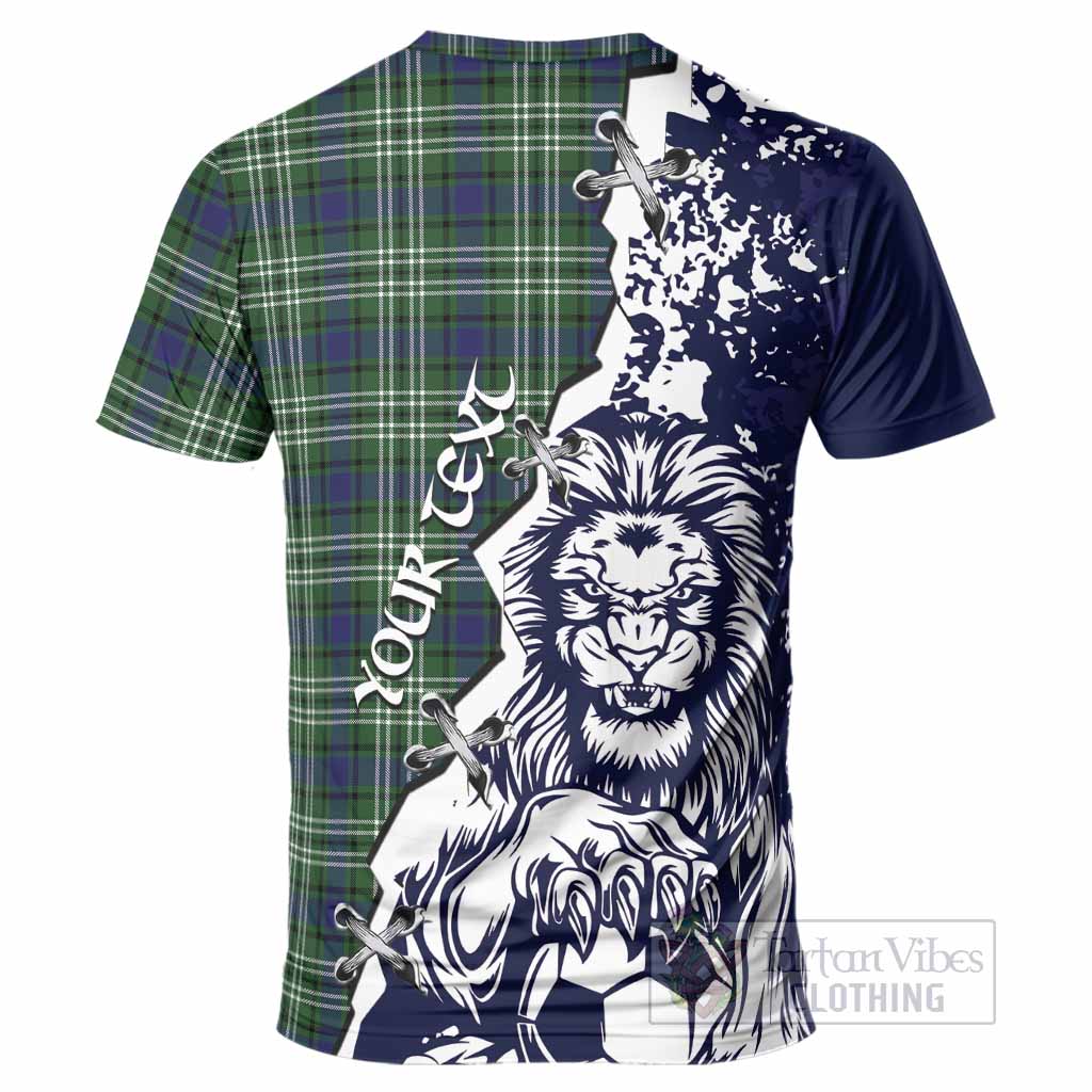 Learmonth Tartan Scottish T-Shirt Angry Lion With Soccer Ball Style